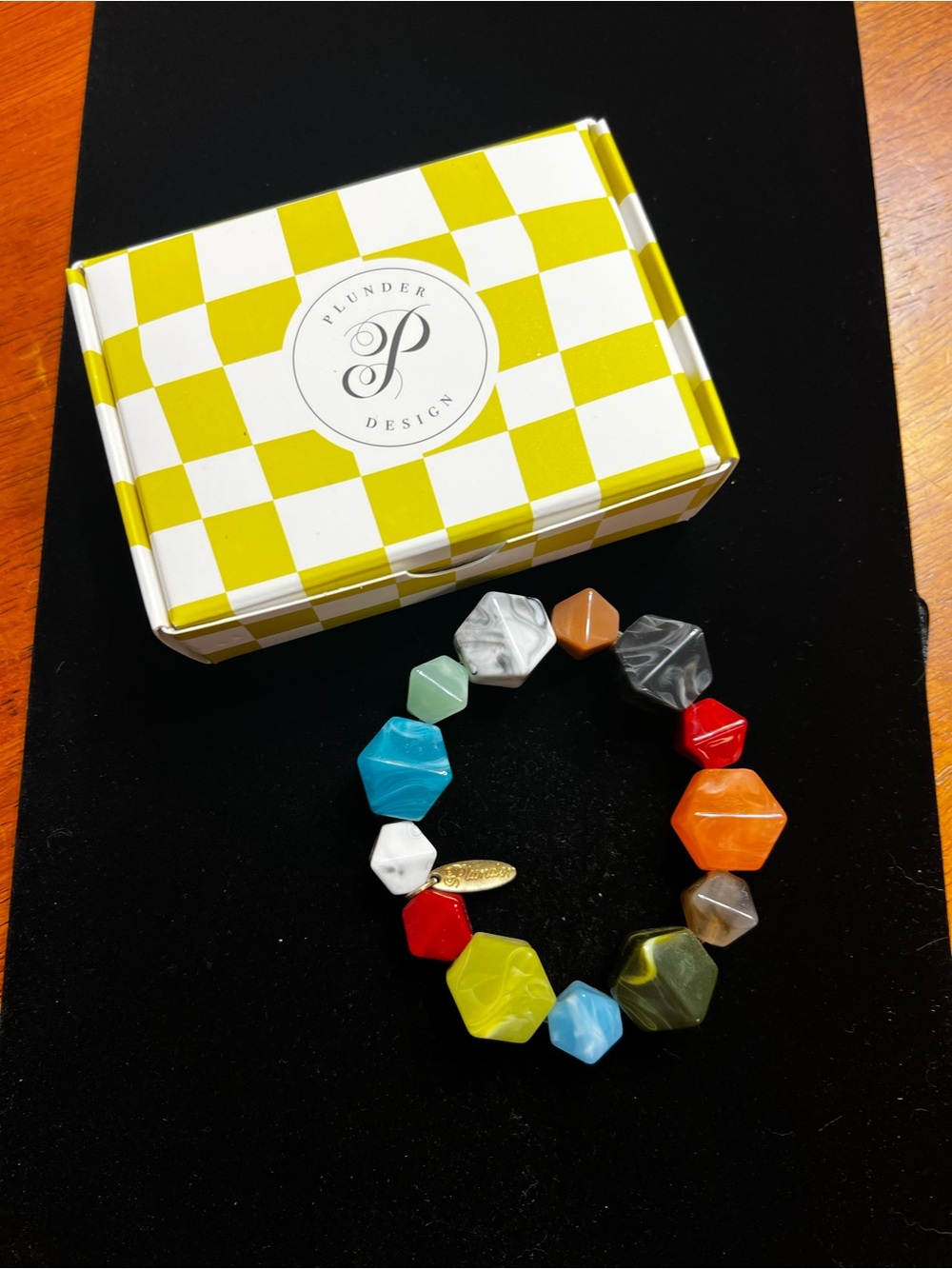 Multicolor Hex Bead Stretch Bracelet